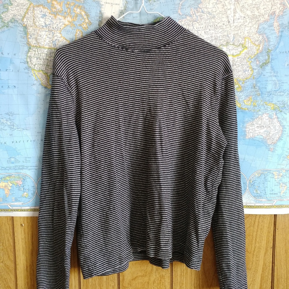 Vintage Jones Sport Mockneck Striped Long Sleeve M